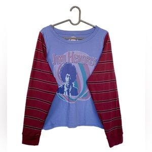 Jimi Hendrix Striped Long Sleeve Re-Work Tee